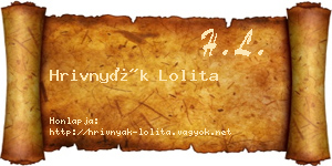 Hrivnyák Lolita névjegykártya